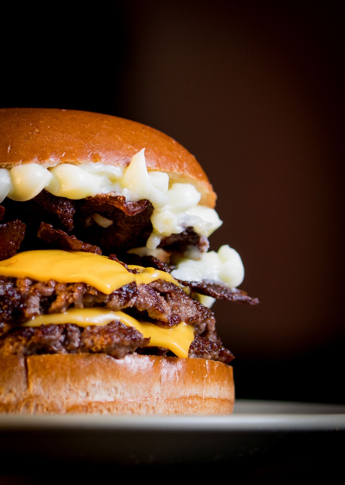 Cheeseburger with melted cheese close up