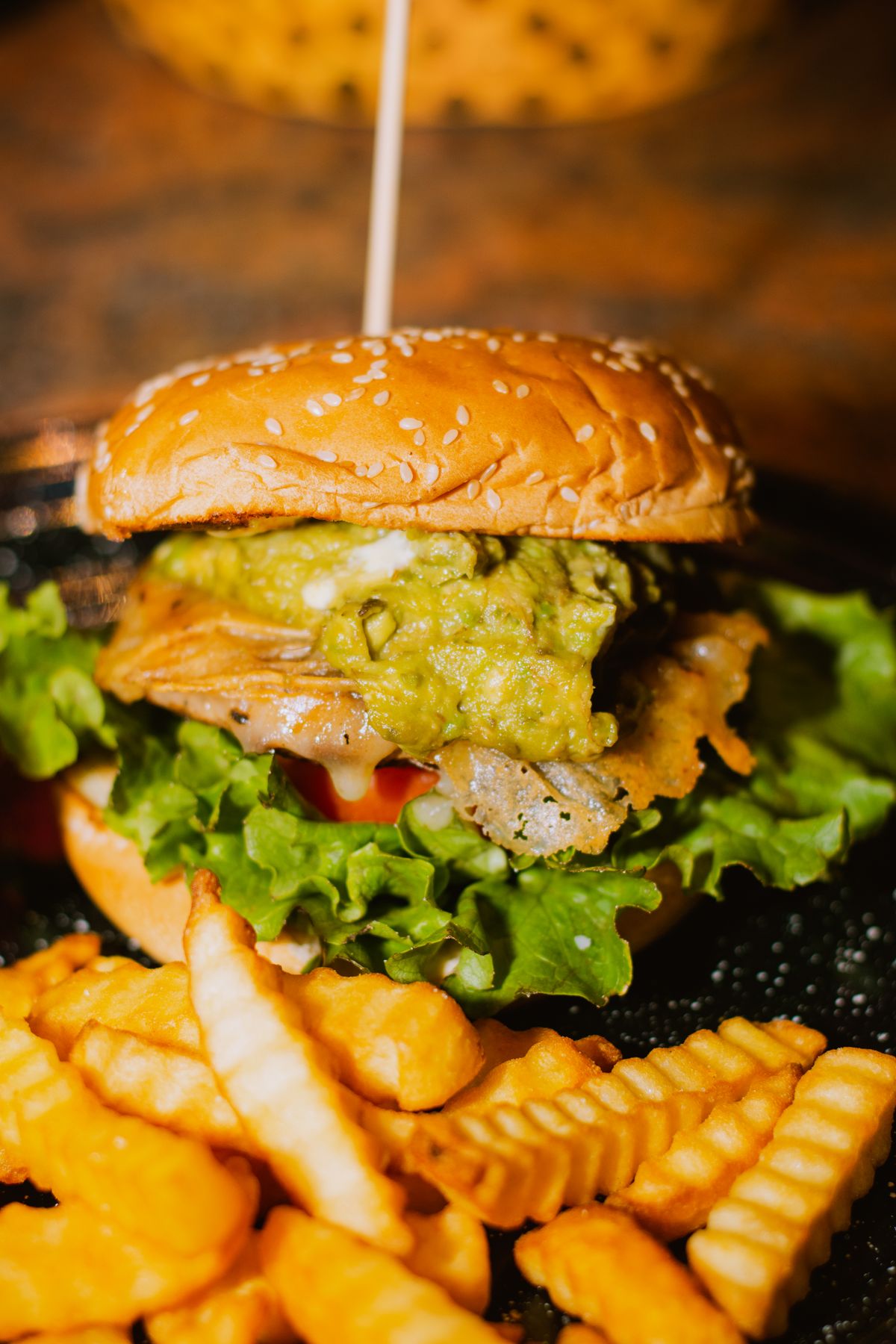 Chicken Burger with lettuce cheese and ketchup