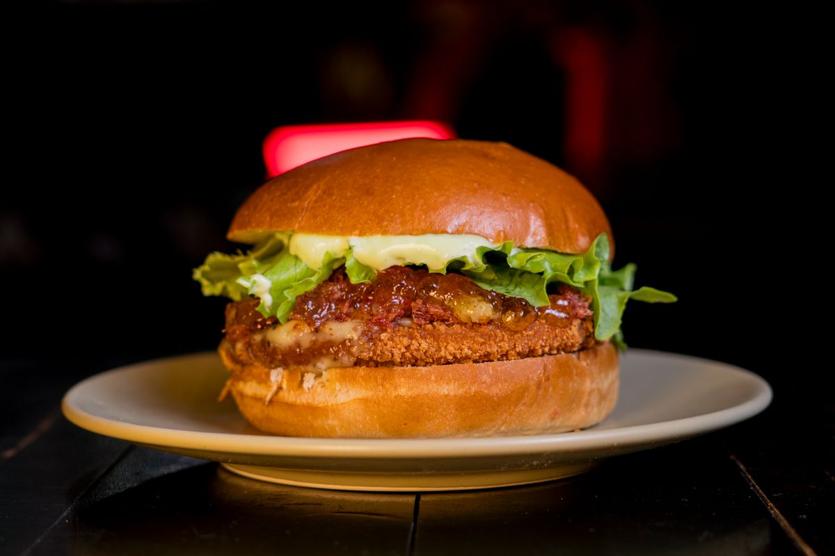 Melting cheese on chicken burger