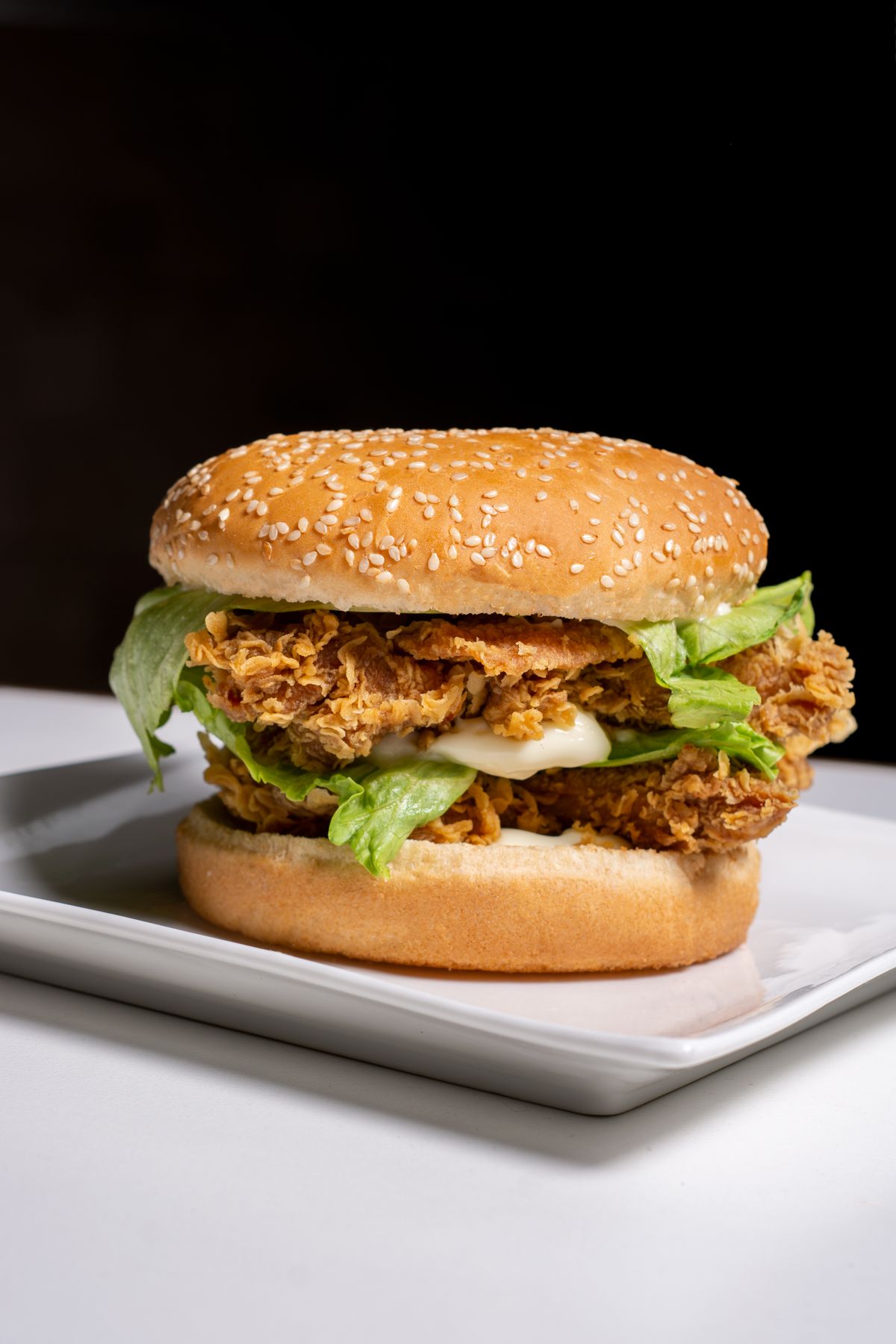 Chicken Burger with beef cheese and fresh toppings