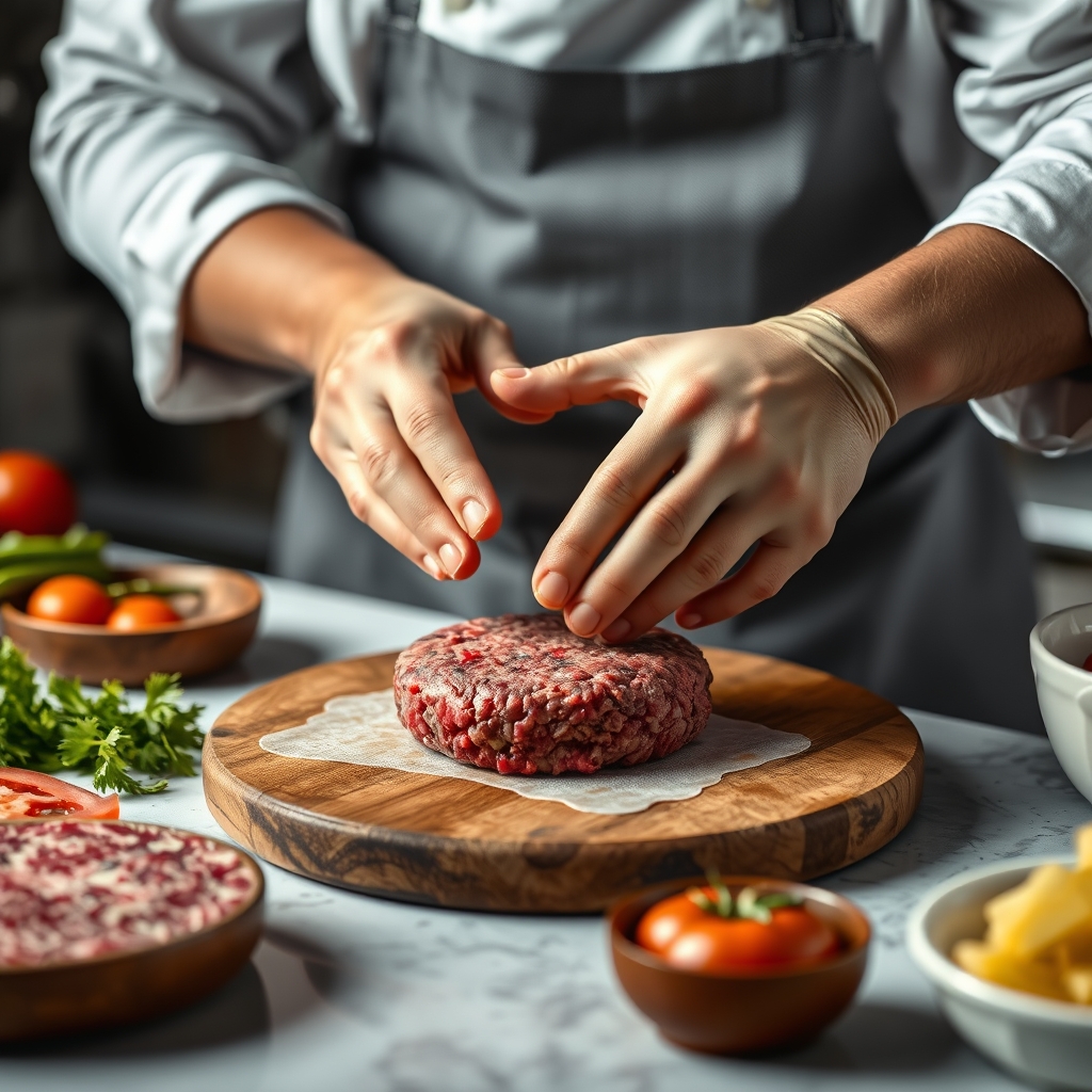 Raw burger patties ready for cooking