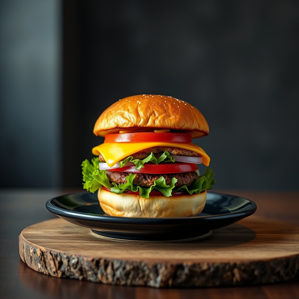 Finished cheeseburger ready to serve