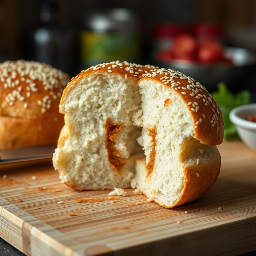 Burger bun and melted cheese