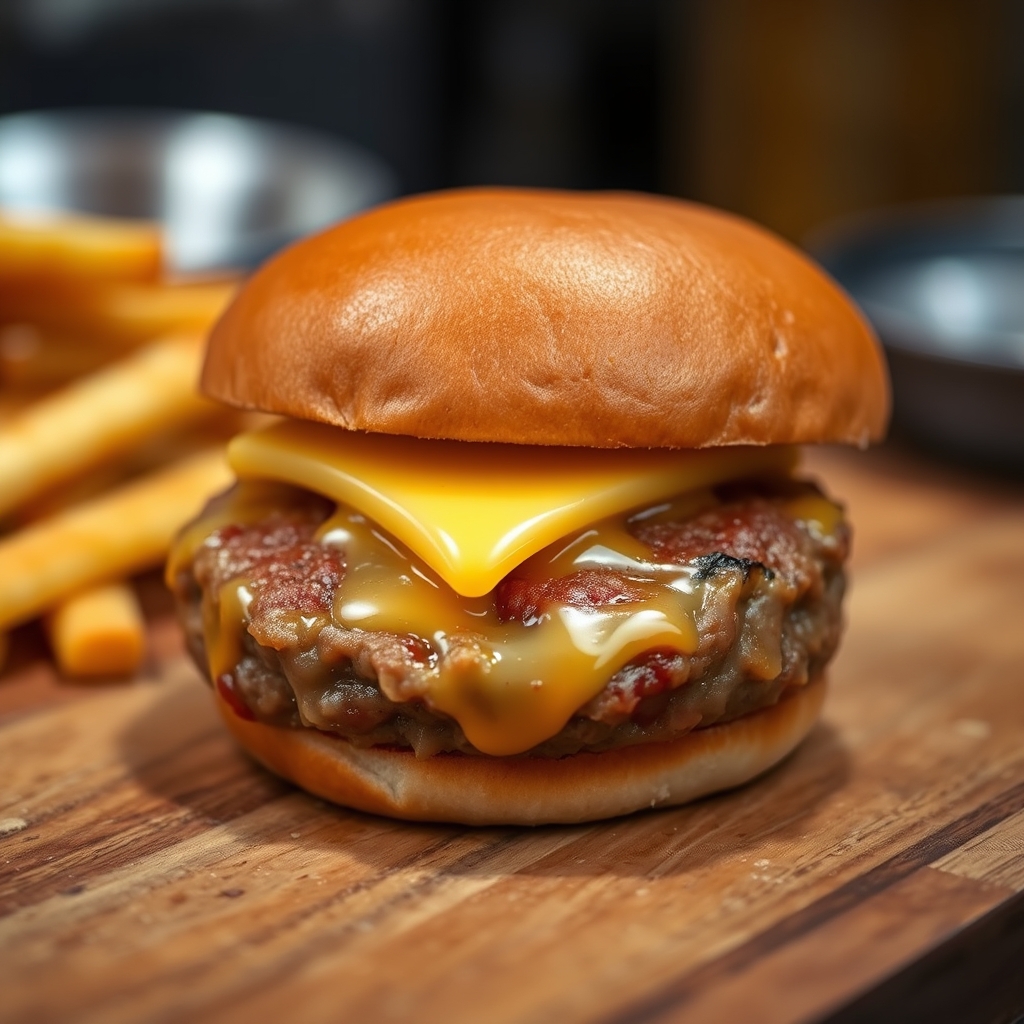 Cheeseburger with melted cheese