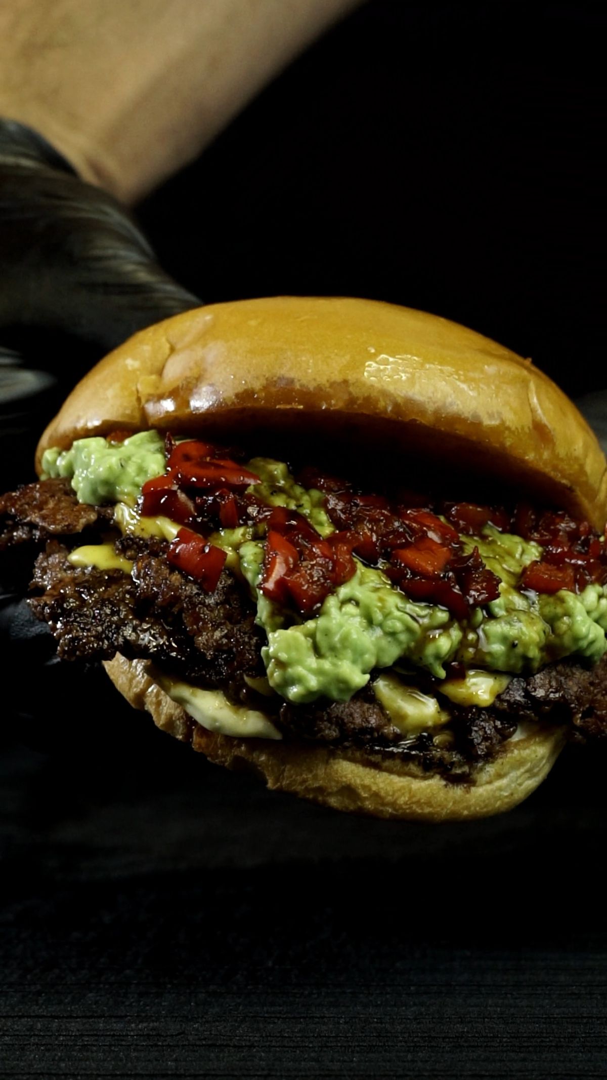 Spicy Burger with jalapenos and peppers