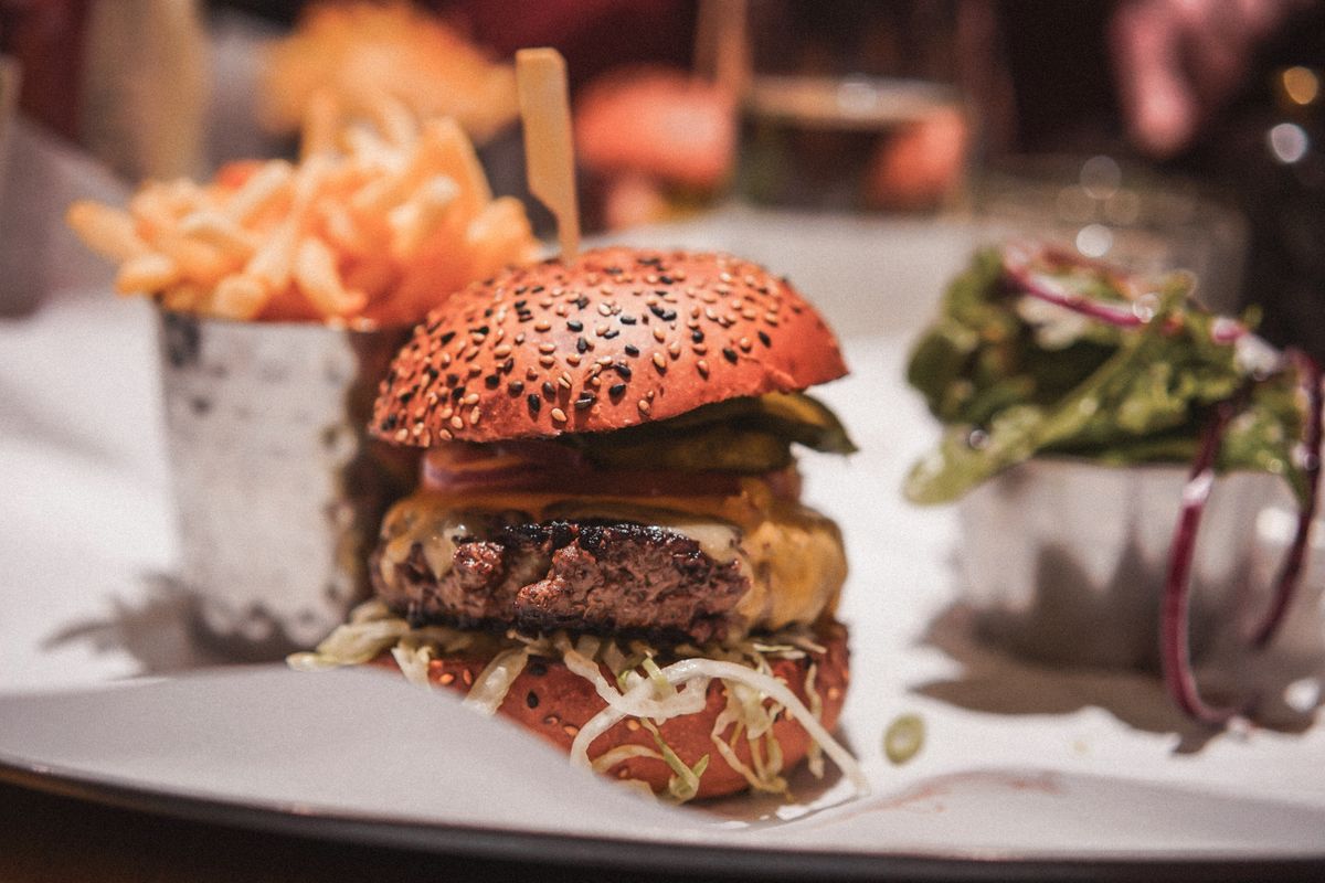 Melting cheese on spicy burger
